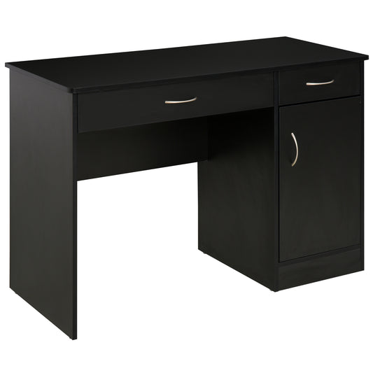 Computer Desk with Drawers and Adjustable Storage Shelf, Black