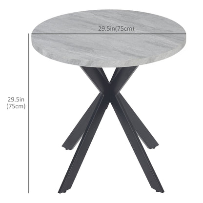 29" Round Dining Table with Steel Cross Legs, Gray