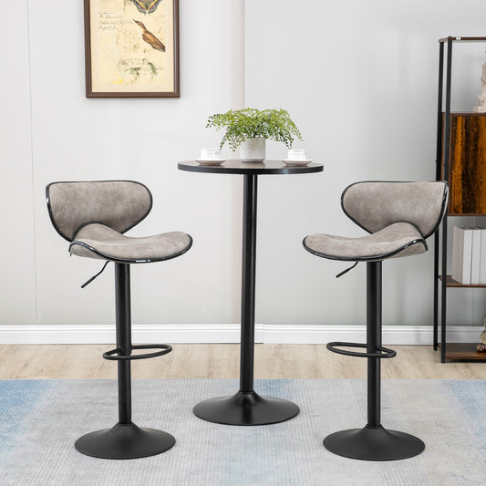 Adjustable Height Swivel Bar Stools with Leathaire Upholstery, Taupe Grey (Set of 2)