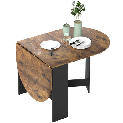 Oval Drop Leaf Dining Table with Space-Saving Design for Up to 6 People, Rustic Brown
