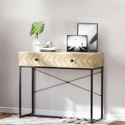 36" Industrial Console Table with 2 Storage Drawers