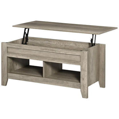 Lift Top Coffee Table with Hidden Storage, Oak Effect