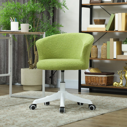Adjustable Height Swivel Office Chair with Teddy Fleece Upholstery, Light Green