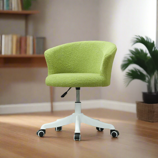 Adjustable Height Swivel Office Chair with Teddy Fleece Upholstery, Light Green