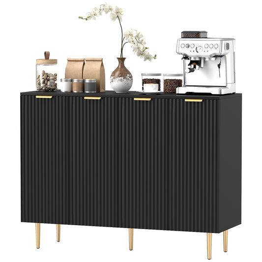 Modern Sideboard Buffet with Adjustable Shelves, Black