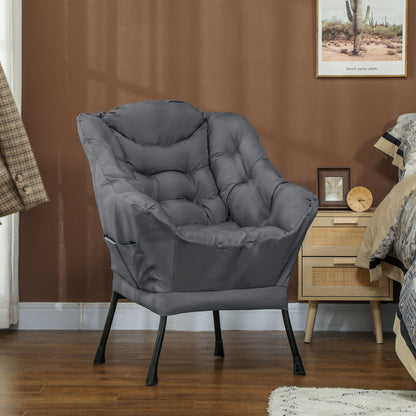 Modern Accent Chair with Storage Pockets - Gray