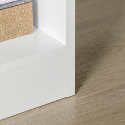 Tall Bookshelf with Drawer and Wide Worktop, White
