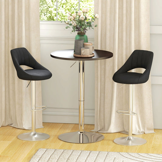 Adjustable Height Bar Table with 360° Swivel Top for 2 People, Walnut