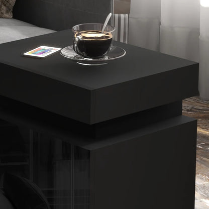 LED Nightstand with Remote Control and 2 Drawers, Black