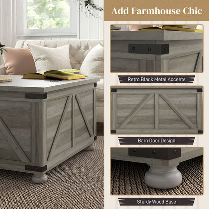 Extendable Lift-Top Coffee Table with Storage, Grey