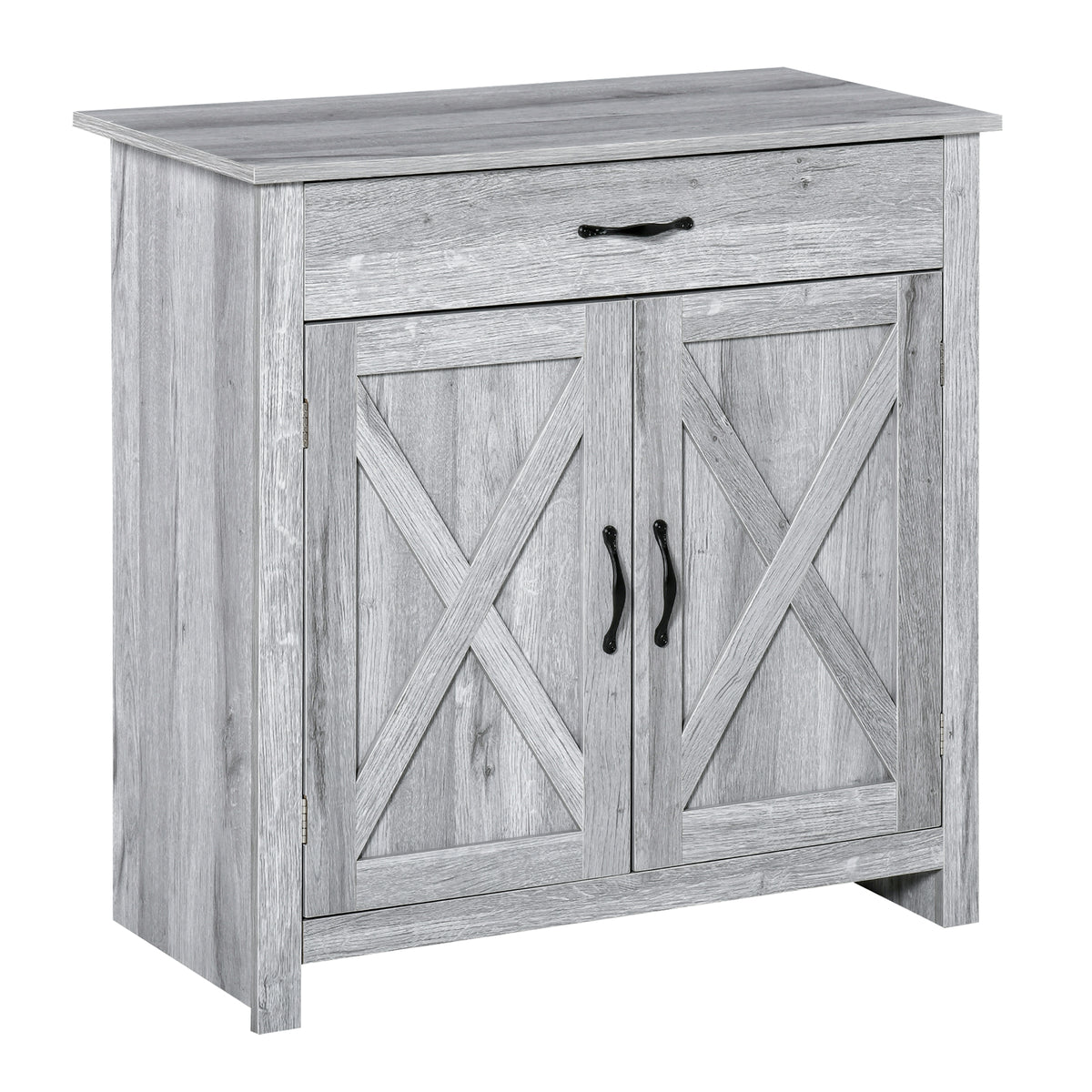 Farmhouse Sideboard Buffet with Barn Doors, Grey Grain