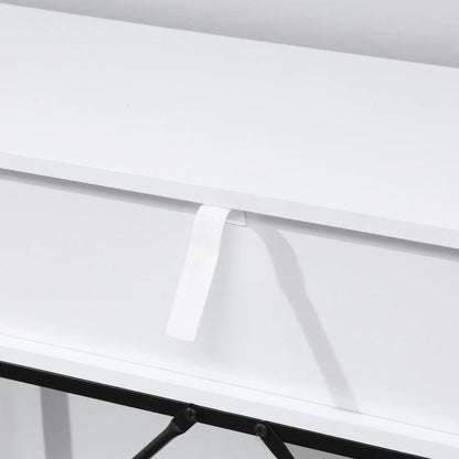 39" Modern Console Table with Herringbone Pattern Drawers, White