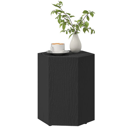 Hexagonal Wood Grain Side Table for Indoor and Outdoor Use, Black