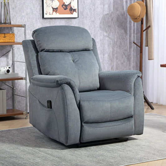 Velvet Manual Recliner Chair with Vibration Massage - Dark Grey