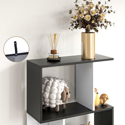 Modern 5-Tier S-Shaped Display Bookcase, Black