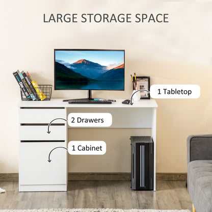 Computer Desk with Drawer and Storage Cabinet, White