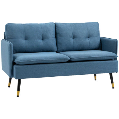 55" Button-Tufted Loveseat, Dark Blue