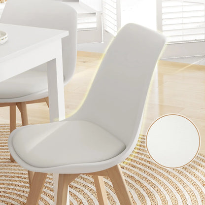 Modern Dining Chairs Set of 4 with PU Leather Cushions - White