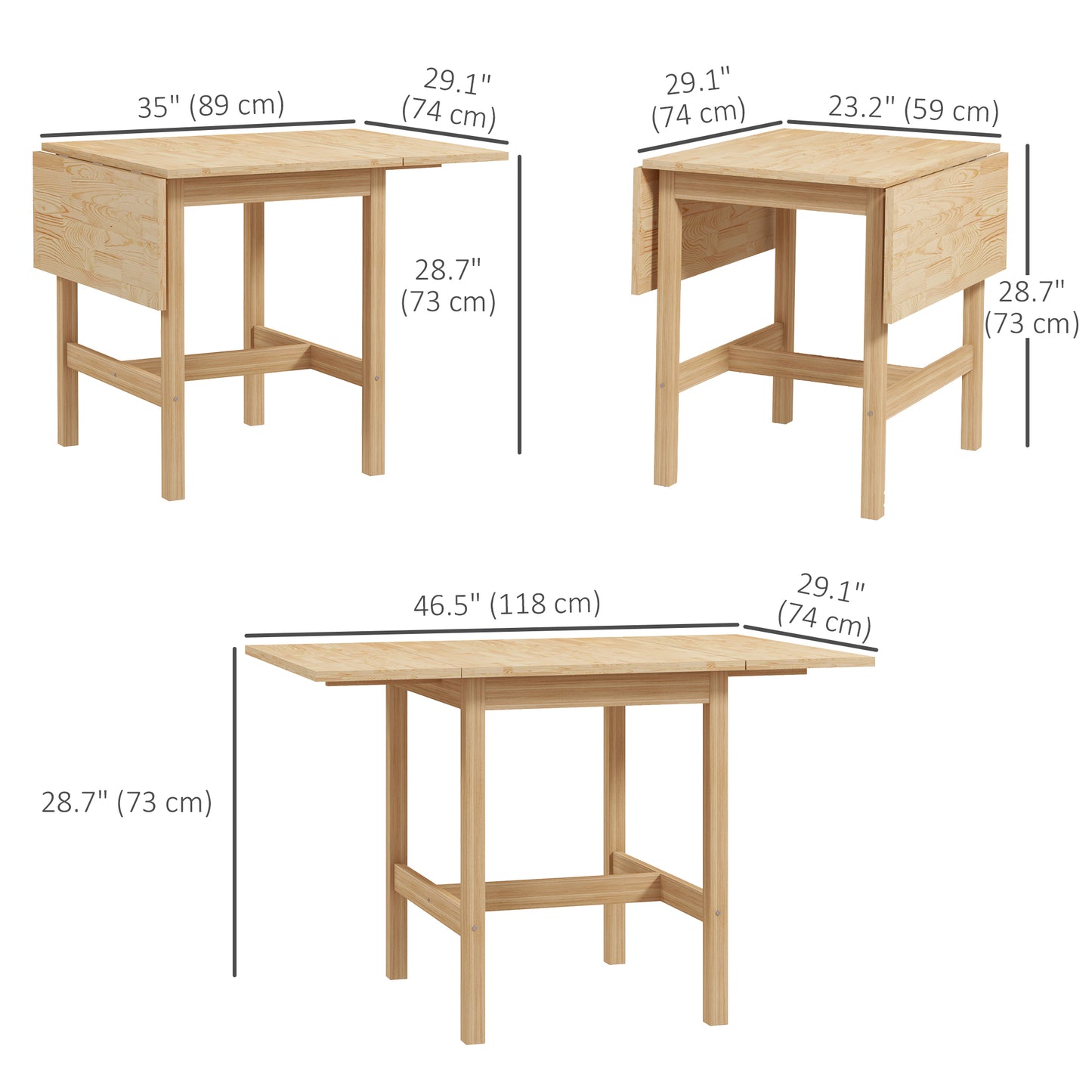 Round Dining Table for 4 People, Natural Wood
