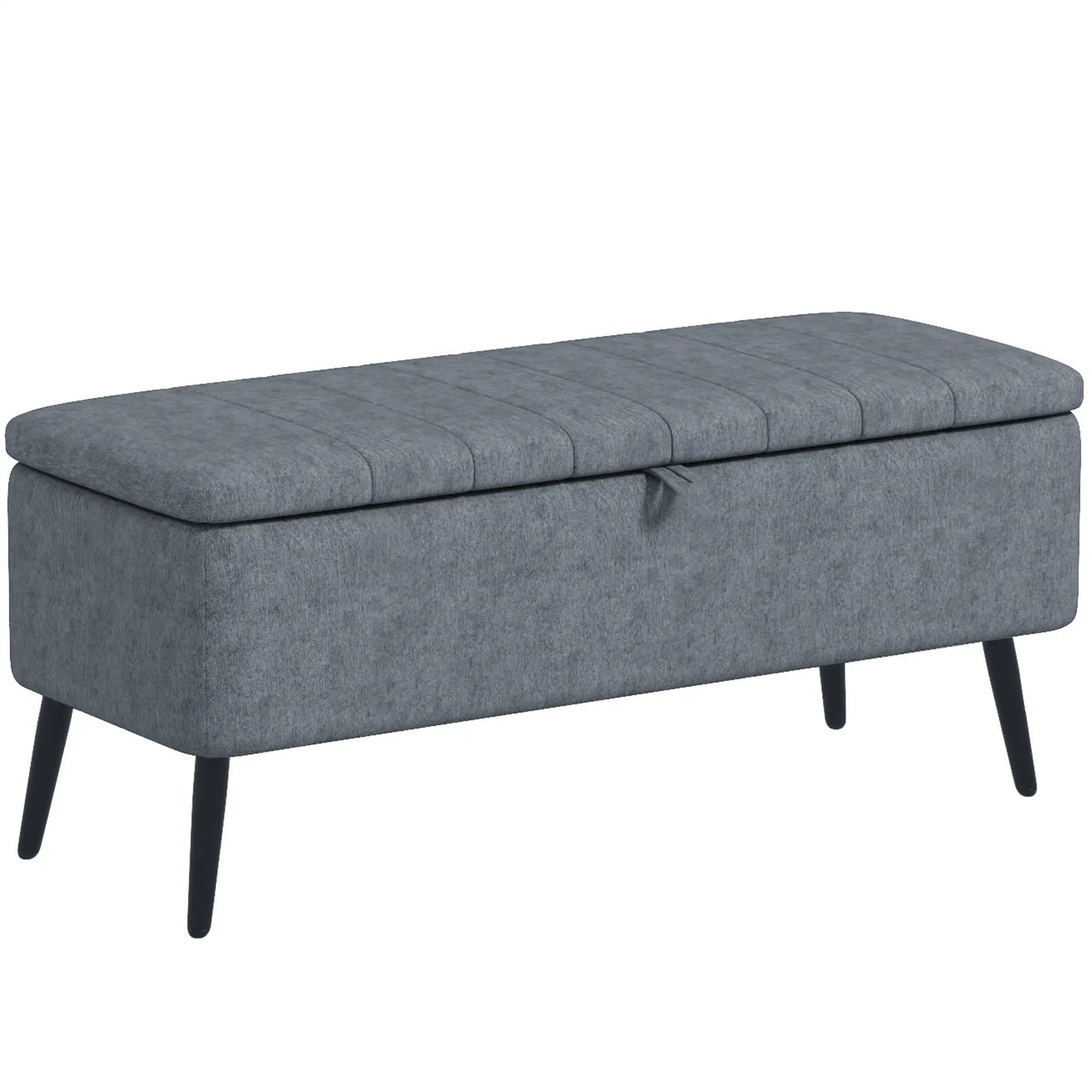40" Linen Storage Ottoman Bench with Steel Legs, Dark Gray