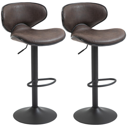 Adjustable Height Swivel Bar Stools with Leathaire Upholstery, Espresso (Set of 2)