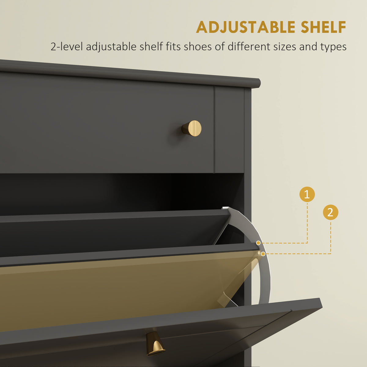 Slim Shoe Storage Cabinet, for 8 Pairs, Black