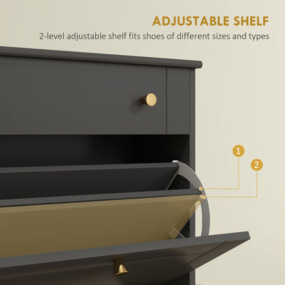 Slim Shoe Storage Cabinet, for 8 Pairs, Black