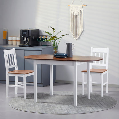 Solid Wood Drop Leaf Dining Table - Brown