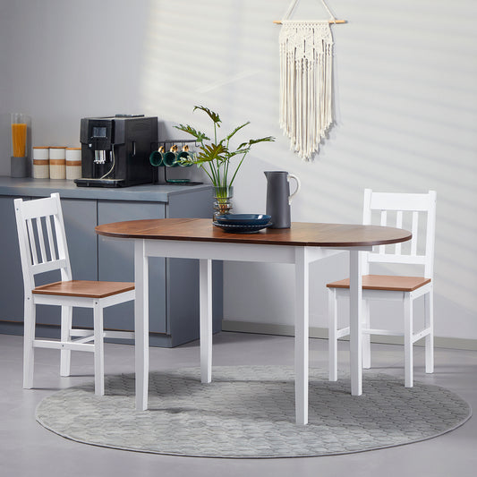 Solid Wood Drop Leaf Dining Table - Brown