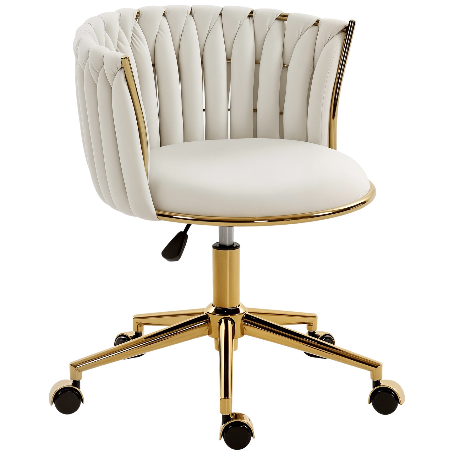 Armless Cross-Legged Office Chair, Cream White