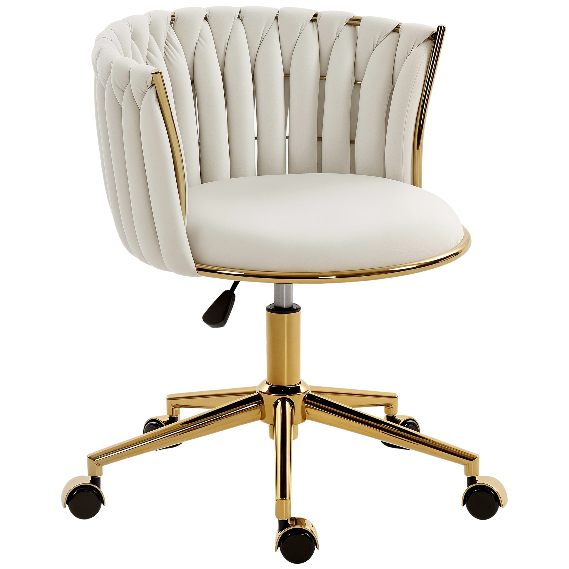 Armless Cross-Legged Office Chair, Cream White