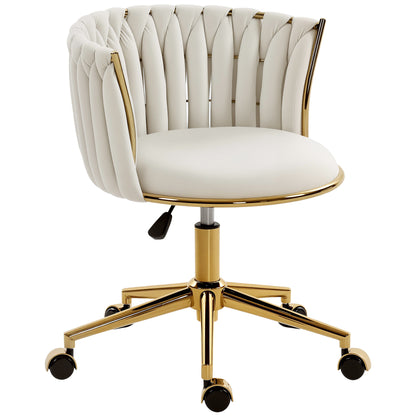 Armless Cross-Legged Office Chair, Cream White