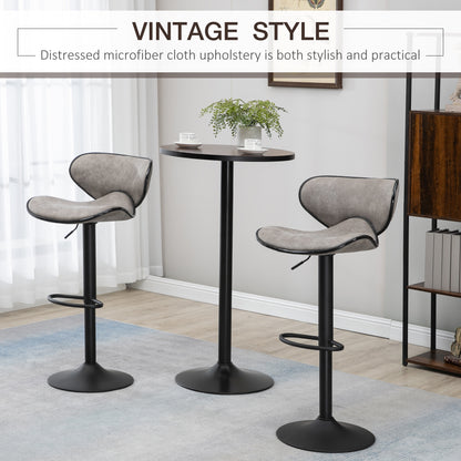 Adjustable Height Swivel Bar Stools with Leathaire Upholstery, Taupe Grey (Set of 2)