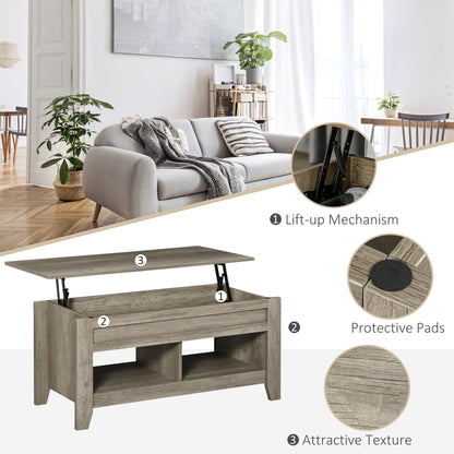 Lift Top Coffee Table with Hidden Storage, Oak Effect