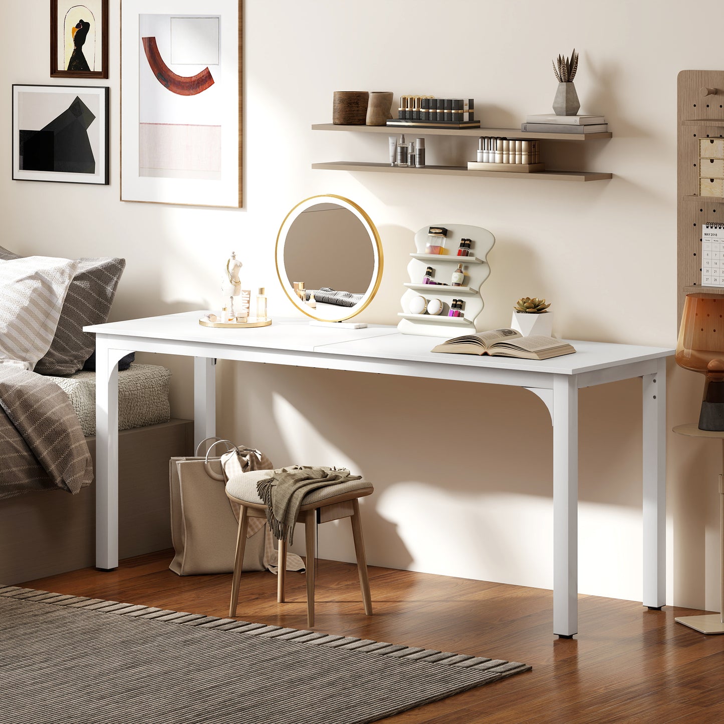 Homcom 71" Computer Desk, Desktop Desk With Metal Legs, White