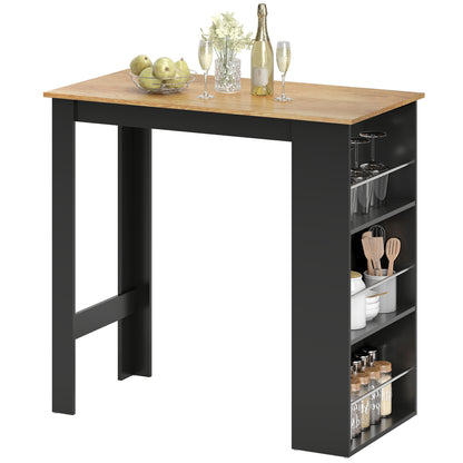 Round Drop-Leaf Dining Table with Storage Shelf, White and Natural Wood