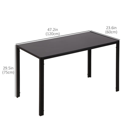 Rectangular Dining Table with Tempered Glass Top for 4