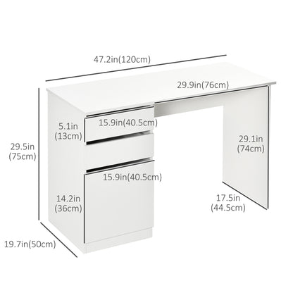 Computer Desk with Drawer and Storage Cabinet, White