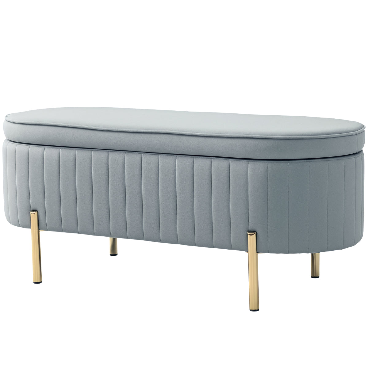 Channel Tufted Upholstered Bedroom Bench, Grey