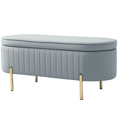 Channel Tufted Upholstered Bedroom Bench, Grey