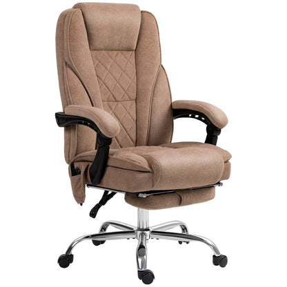 Heated Massage Office Chair with Reclining Function and Footrest, Brown