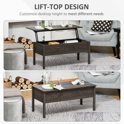 39" Lift Top Coffee Table with Hidden Storage, Gray