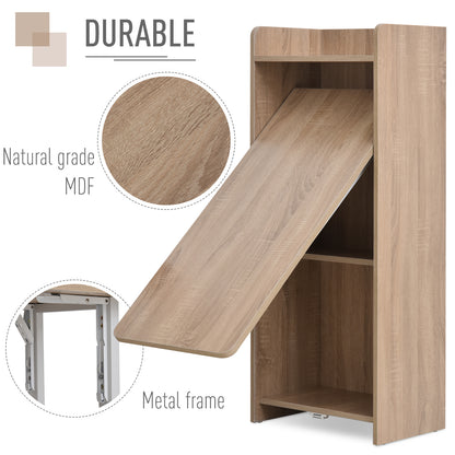 2-in-1 Folding Table with 4-Tier Storage Cabinet