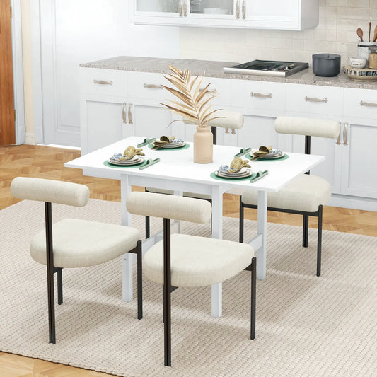 Solid Wood Farmhouse Drop Leaf Dining Table - White