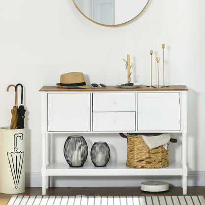 45" Vintage Console Table with Drawers and Cabinets, White