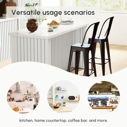 Adjustable Height Swivel Bar Stools with Tufted PU Leather, White (Set of 2)