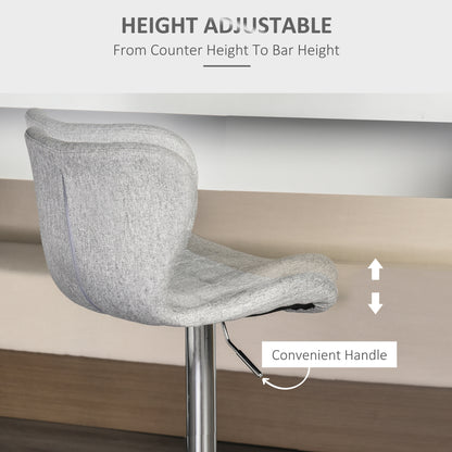 Adjustable Swivel Counter Stools with Linen Fabric, Gray (Set of 2)