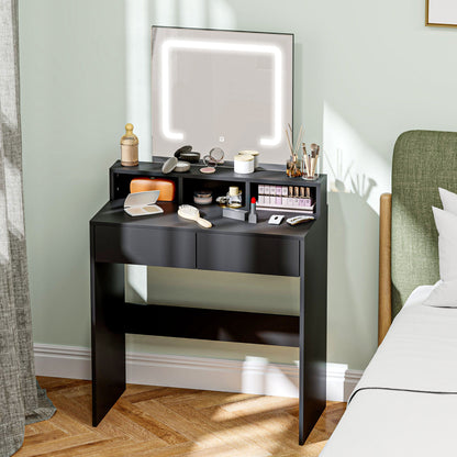 Makeup Vanity Desk with LED Mirror and Storage, Black