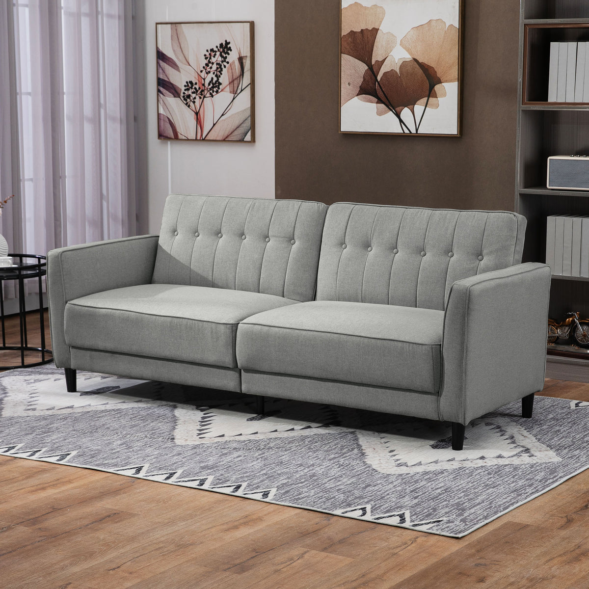 Convertible Sofa Bed with Adjustable Back, Grey
