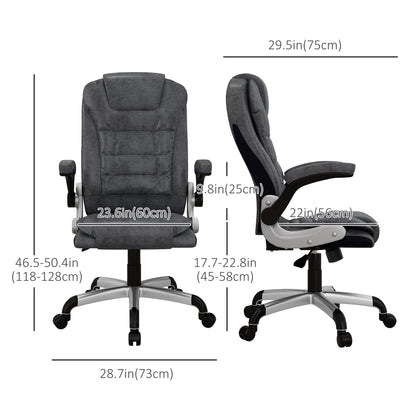 Heavy Duty Microfibre Office Chair with Flip-up Arms, Charcoal Grey (400 lbs Capacity)